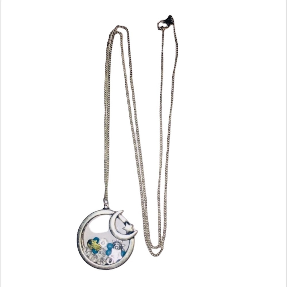 🎀2/20🎀 Silver Sun & Moon Long Pendant Necklace